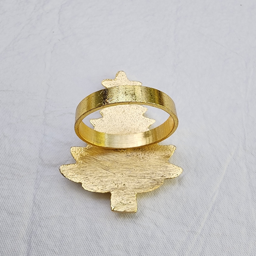 Heavy Duty Christmas Tree Napkin Rings Gold Tone - Picture 4 of 5